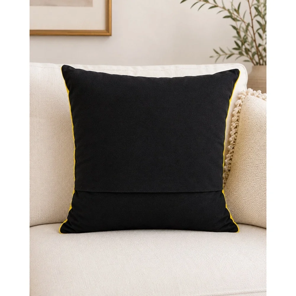 Handmade Mola Parrot Embroidery Pillow Tropical Folk Art Yellow Black 17